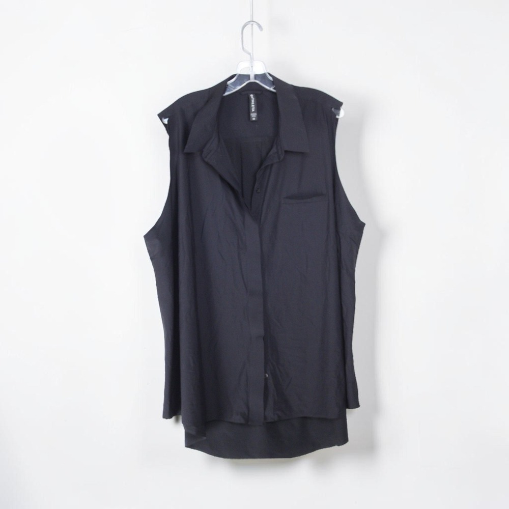 Athleta Women's Black Sleeveless Button Up Performance Top Size 3X‎